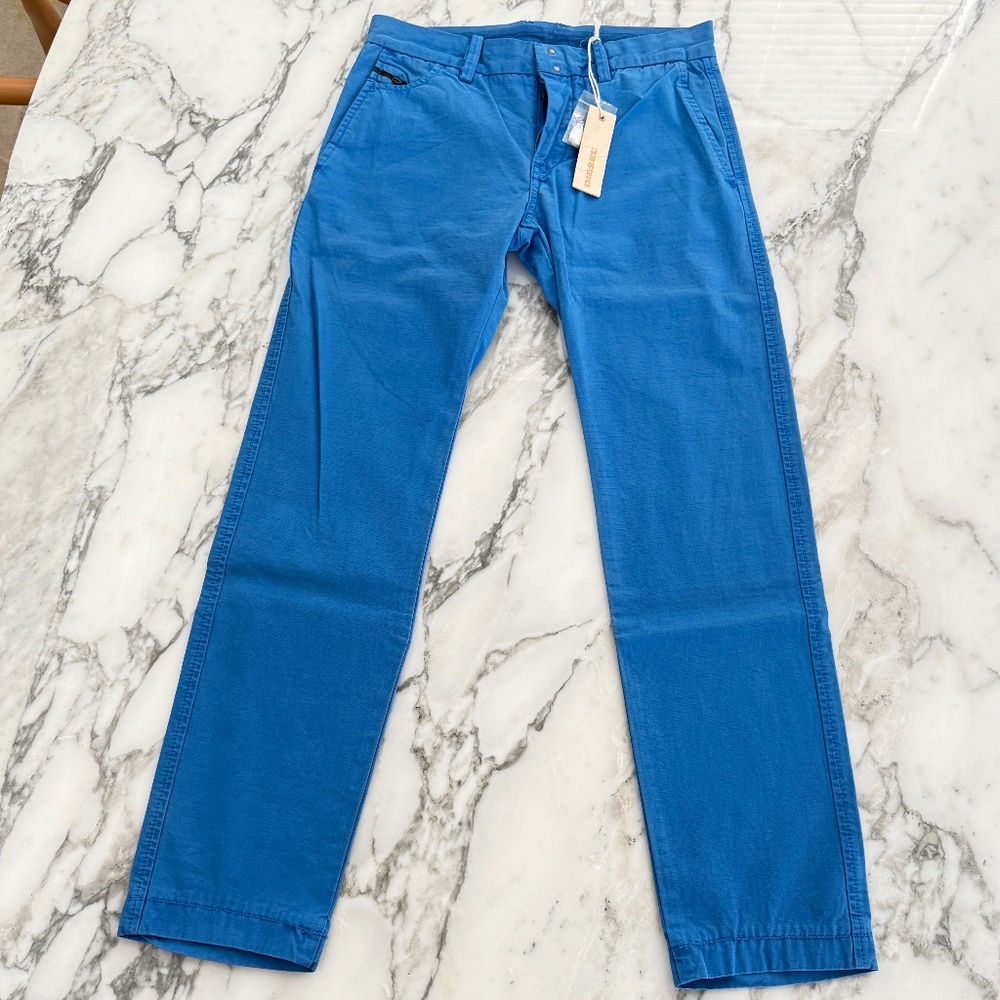 Diesel Men's Blue Cotton Pants,‎ Size 28